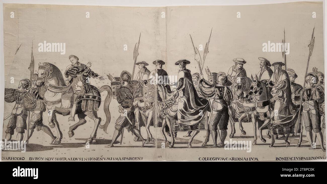 Triumphal procession of Emperor Charles V and Pope Clement VII after the imperial coronation on February 24, 1530 in Bologna: sheet 16, series of 40 etchings on 23 sheets, around 1610, print, etching on paper, sheet: 26.7 × 55 cm Stock Photo