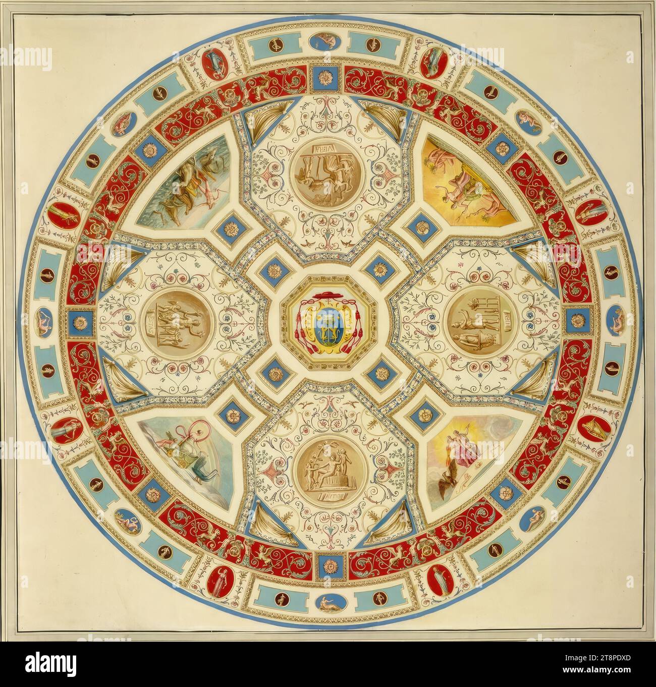 Ceiling paintings in the Villa Madama: round ceiling with cardinal's ...