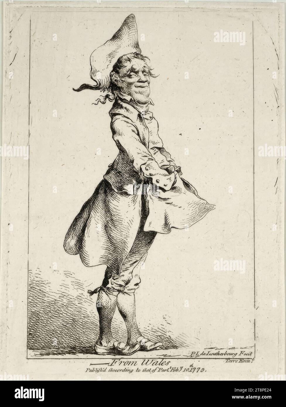 Caricatures of London townsfolk: From Wales, Philipp Jakob Loutherbourg (the younger) (Strasbourg 1740 - 1812 Chiswick), 1775, print, etching, sheet: 16.5 x 12.5 cm Stock Photo