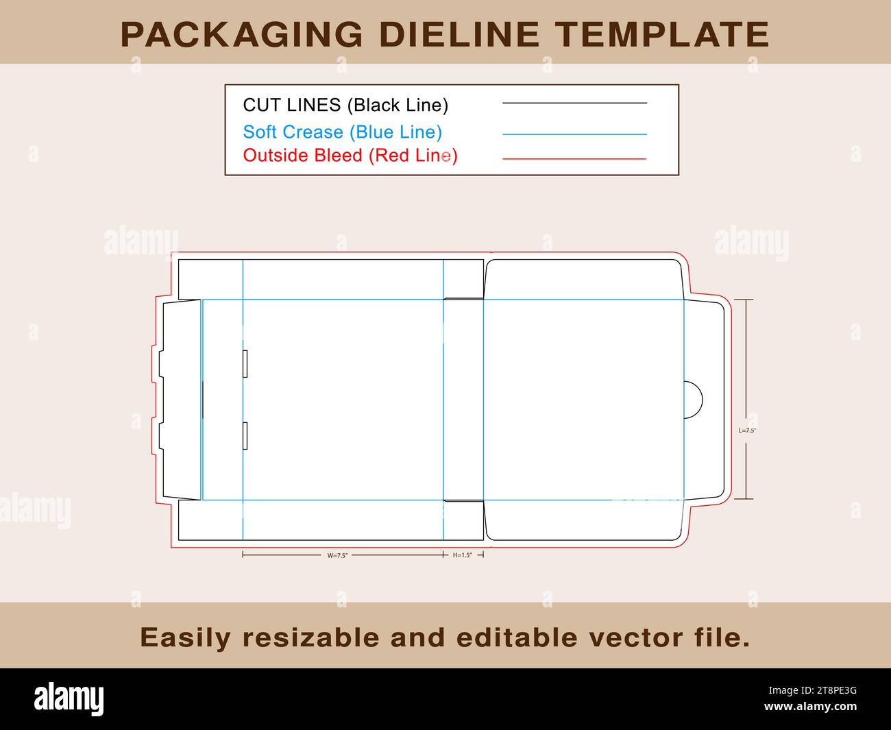 Pizza Box Die line Template Editable Vector File Stock Vector