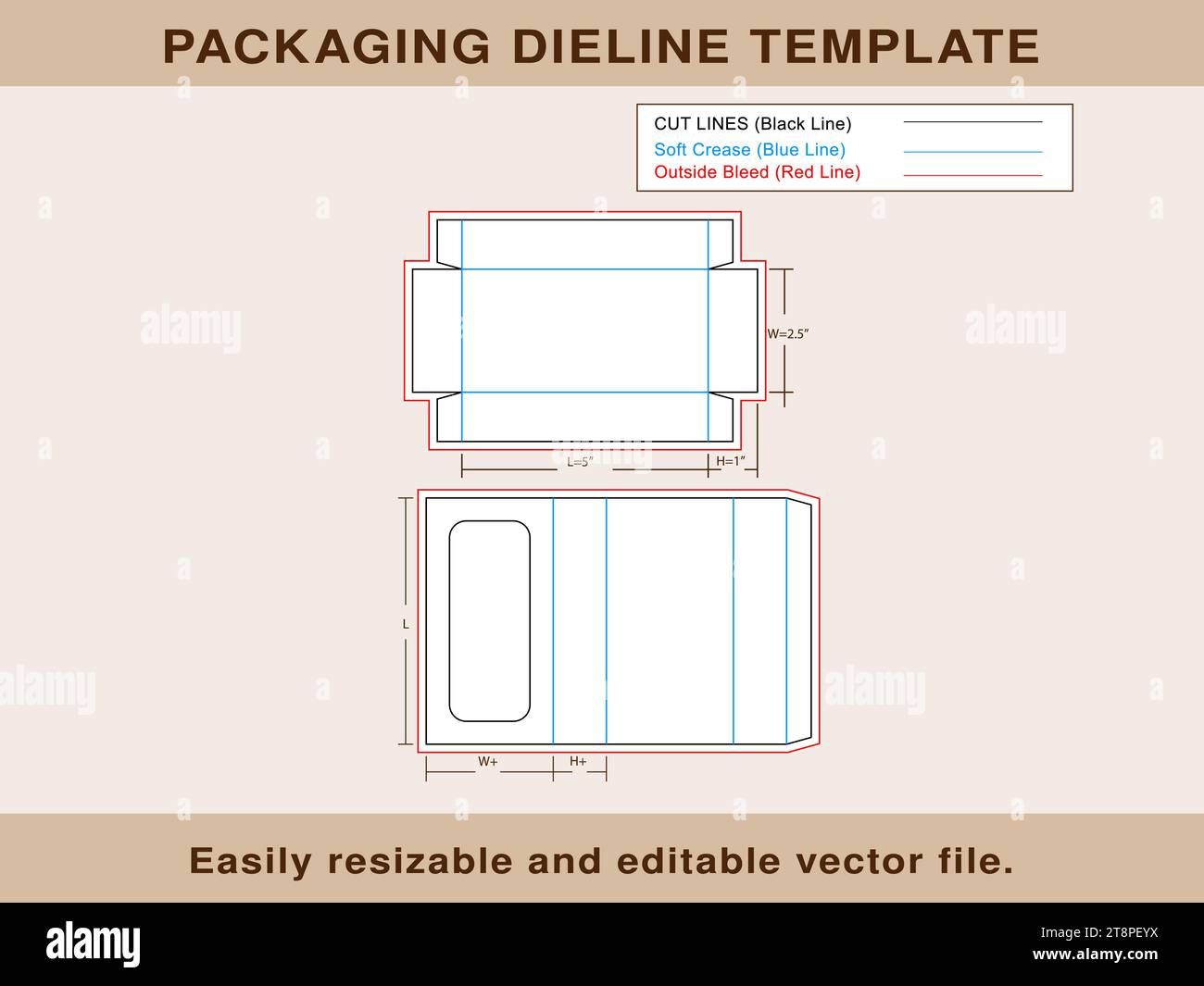 Die Line File Invitation Jewellery Window Box Die line Template Editable Vector File Stock ...