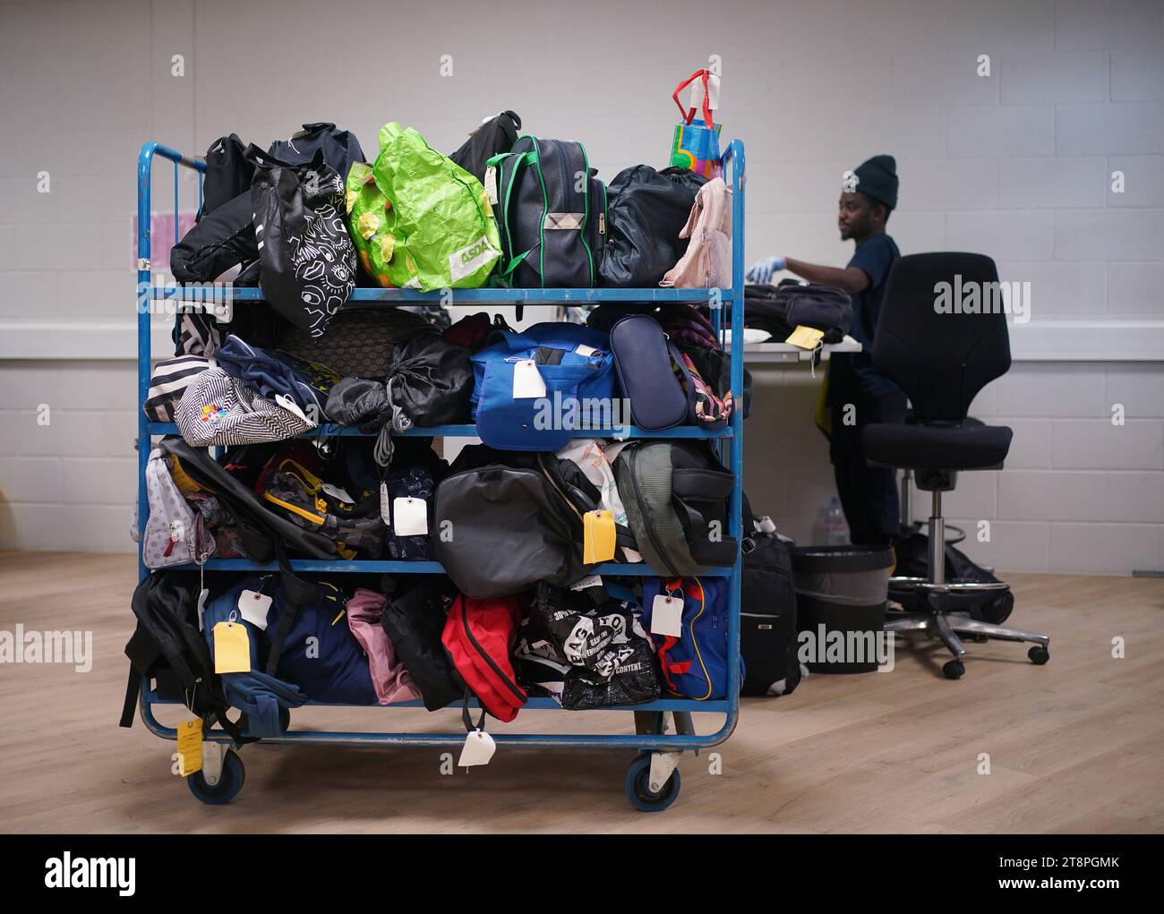 A trolley of items are inputted onto the database to help reunite