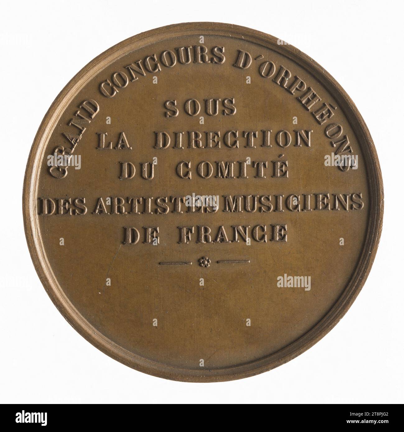 Inauguration of the railroad of Charenton and contest of orpheons, July 1, 1855, In 1855, Numismatic, Token (numismatic), Bronze, Dimensions - Work: Diameter: 3.3 cm, Weight (type dimension): 15.79 g Stock Photo