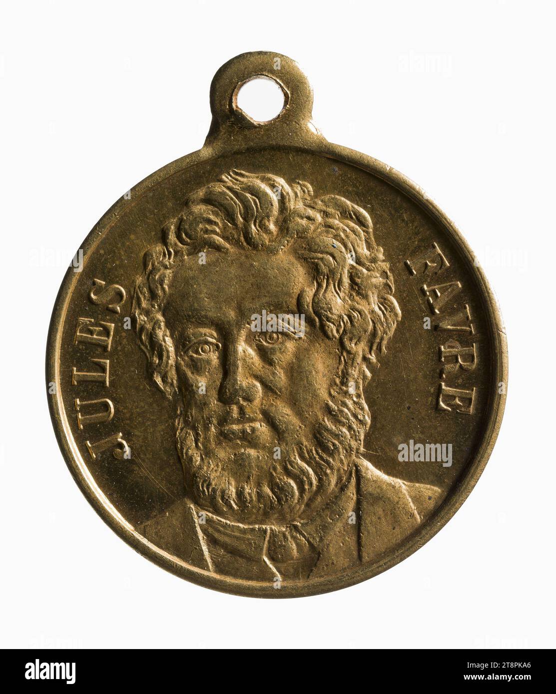 Jules Favre and the members of the government of the national defense, 19th century, Numismatic, Medal, Copper, Gilt = gilding, Dimensions - Work: Diameter: 2.4 cm, Weight (type dimension): 4.89 g Stock Photo