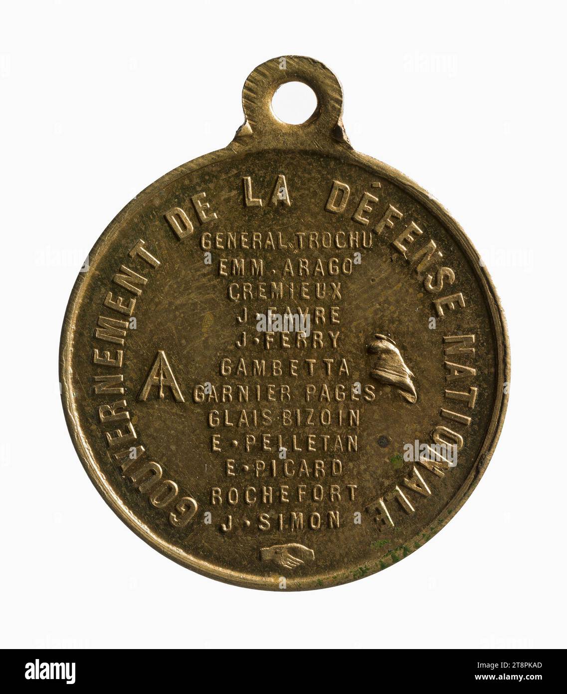 Jules Favre and the members of the government of the national defense, 19th century, 19th century, Numismatic, Medal, Copper, Gilt = gilding, Dimensions - Work: Diameter: 2.4 cm, Weight (type dimension): 4.89 g Stock Photo
