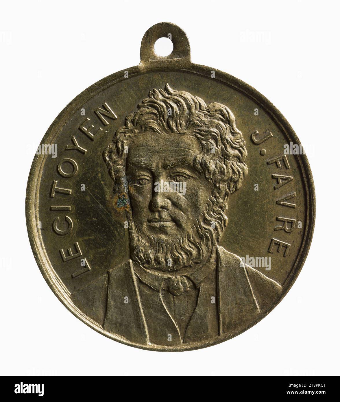 Jules Favre, member of the government of the national defense, 19th century, Numismatics, Medal, Metal, Gilt = gilding, Dimensions - Work: Diameter: 2.8 cm, Weight (type dimension): 7.22 g Stock Photo