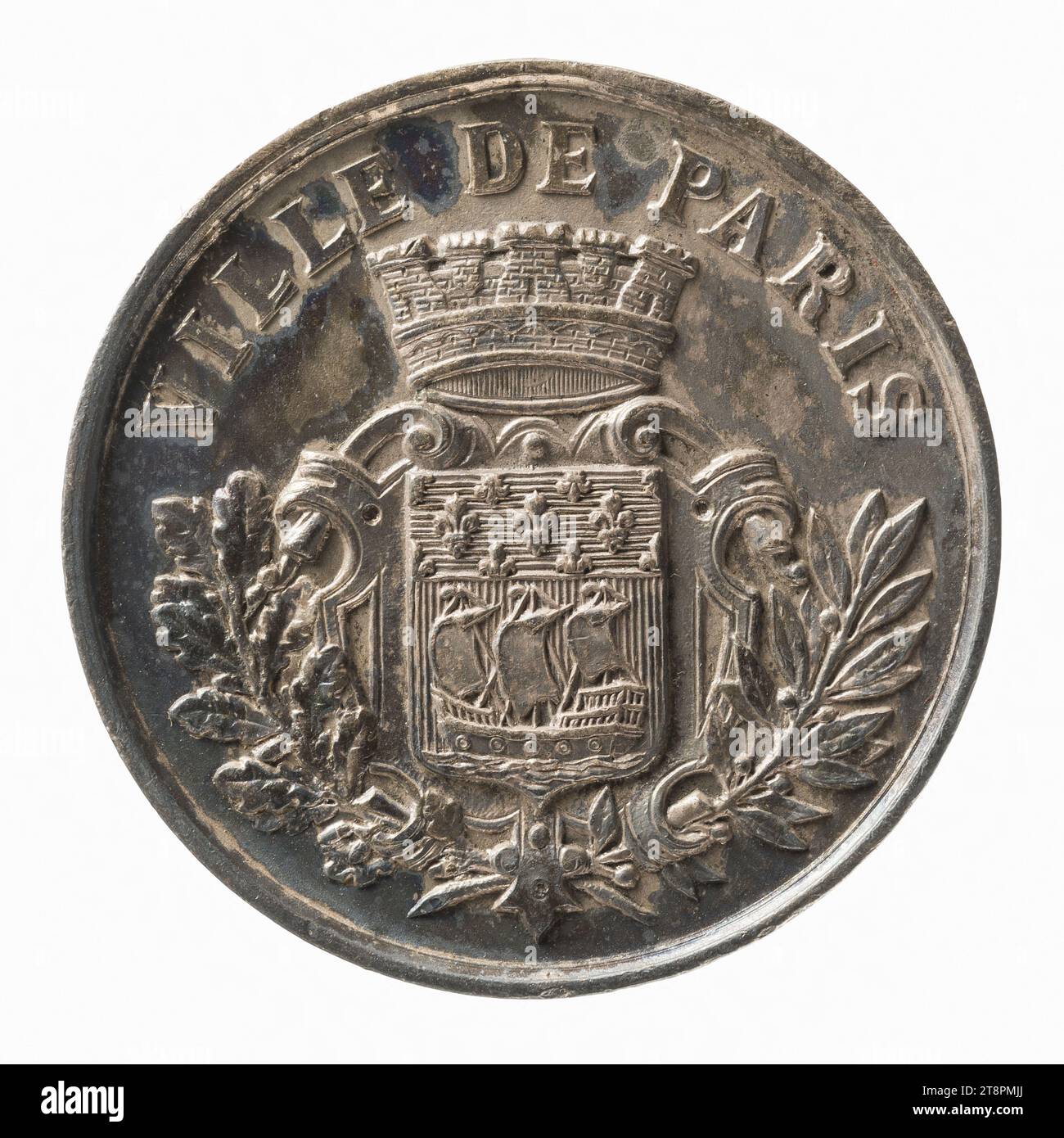 First prize of the contest of the babies of the city of Paris, 1888, In 1888, Numismatic, Token (numismatic), Silver, Engraved = incised, Dimensions - Work: Diameter: 3.6 cm, Weight (type dimension): 17.14 g Stock Photo