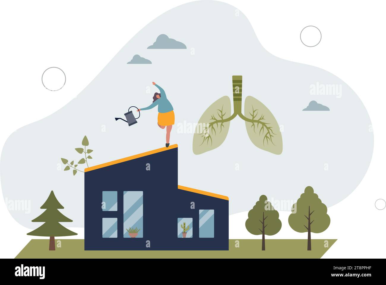 Clean breathing with fresh air for respiratory system.Office or home