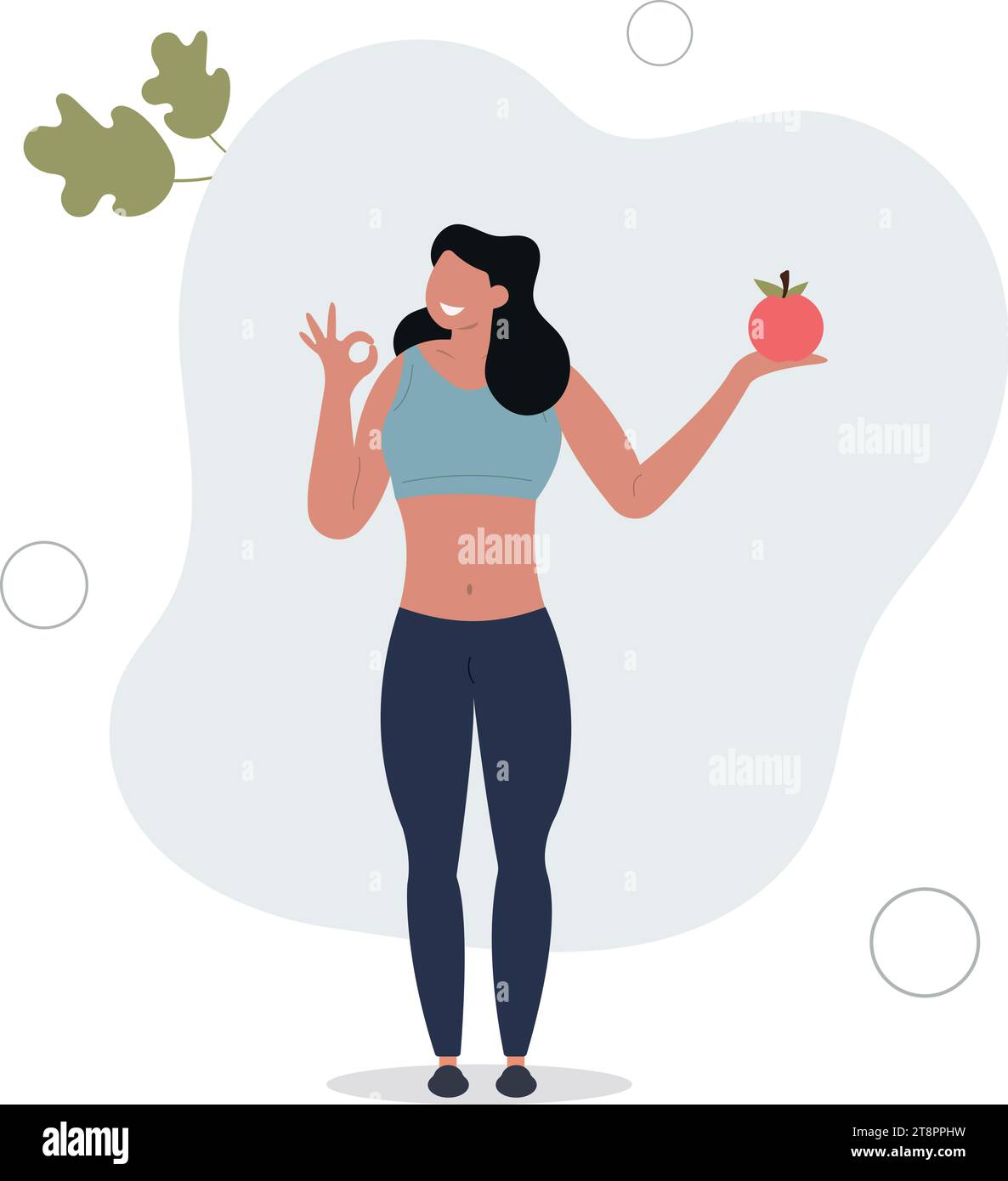 flat vector illustration.Zero calories food and healthy veggie