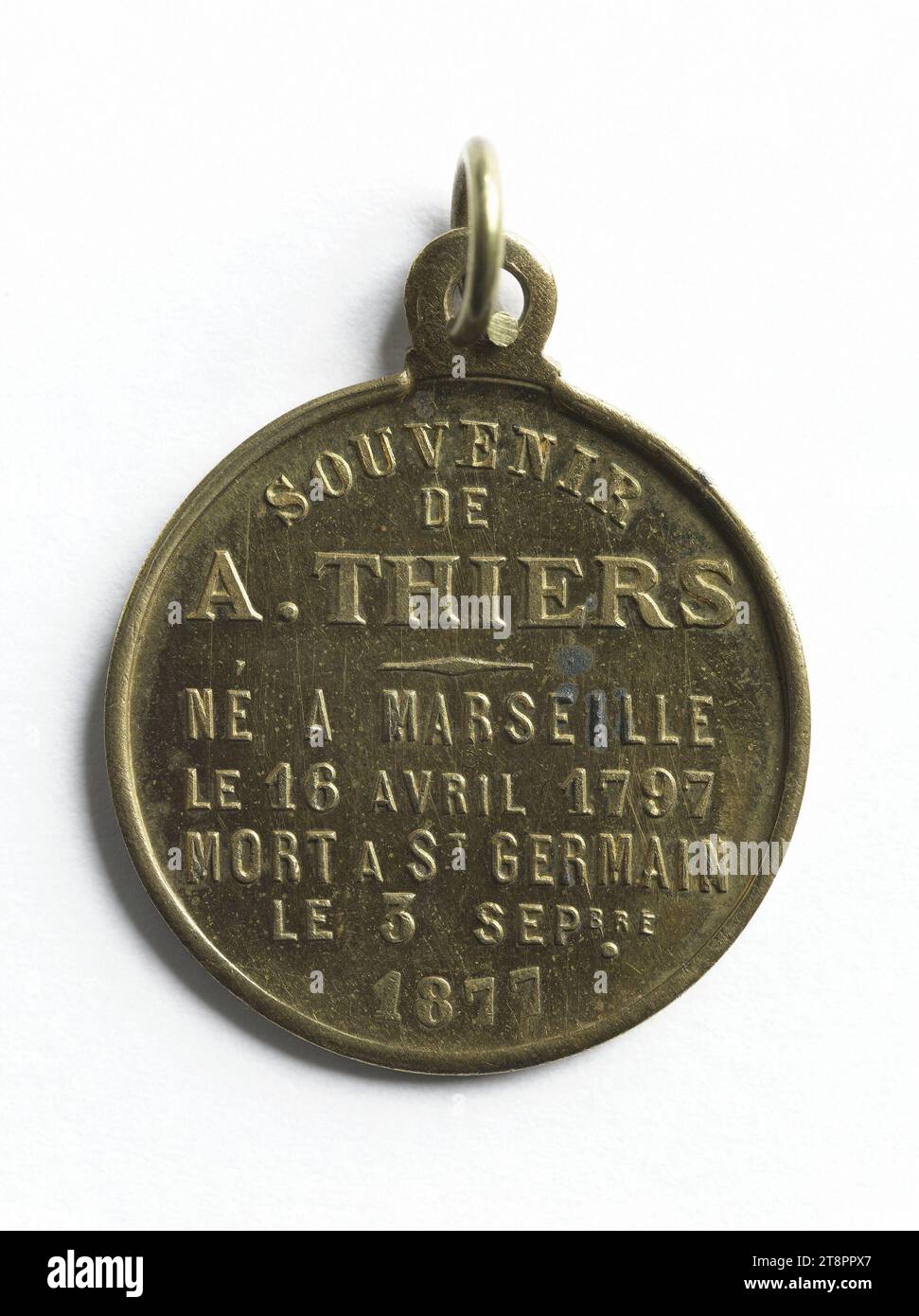 Adolphe Thiers (1797-1877), President of the Republic (1871-1873), 1877, Anonymous, Medal Engraver, Array, Numismatic, Medal, Sizes - Work: Diameter: 2.3 cm, Weight (type size): 4.63 g Stock Photo