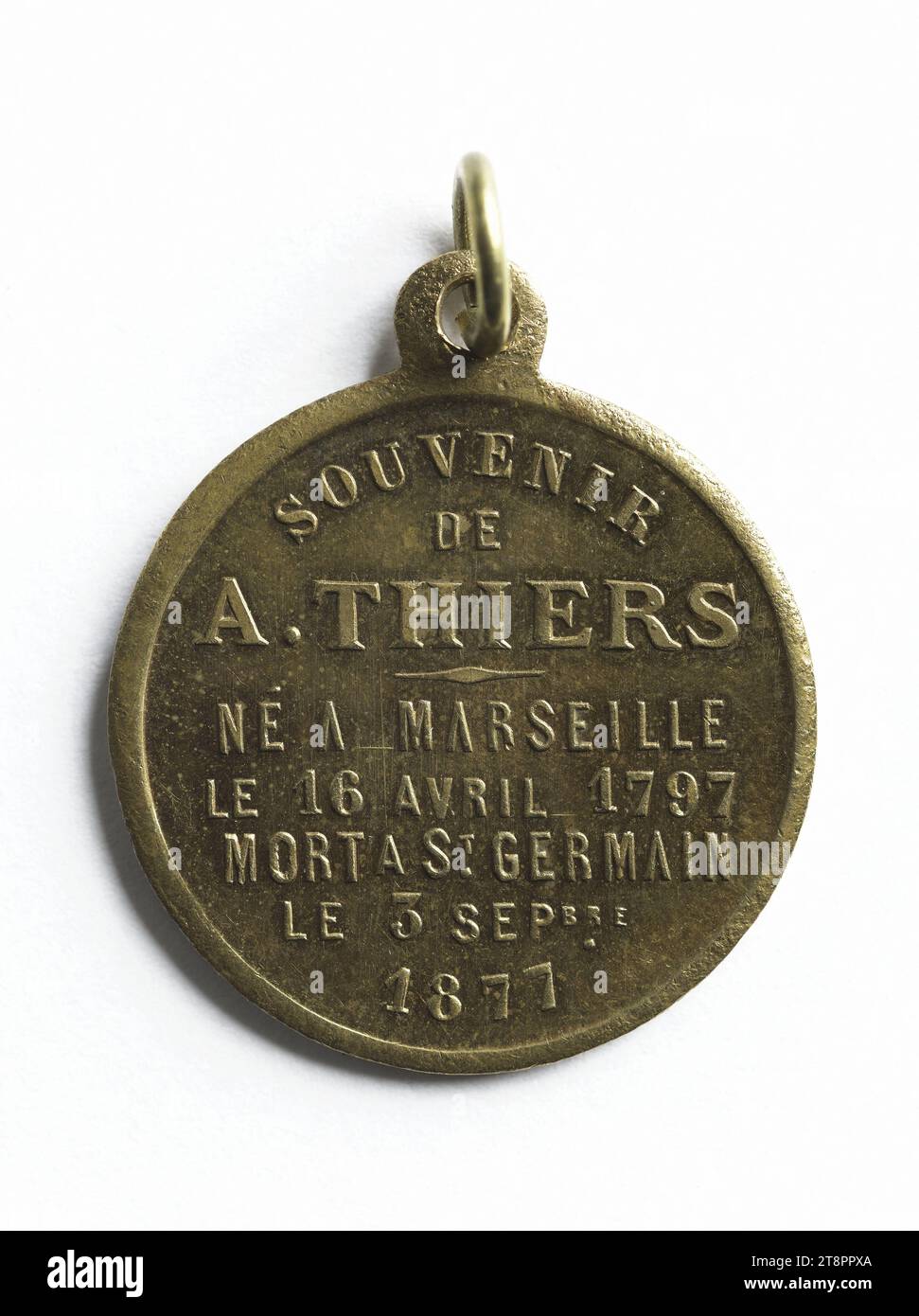 Adolphe Thiers (1797-1877), President of the Republic (1871-1873), 1877, Anonymous, Medal Engraver, Array, Numismatic, Medal, Sizes - Work: Diameter: 2.3 cm, Weight (type size): 4.53 g Stock Photo