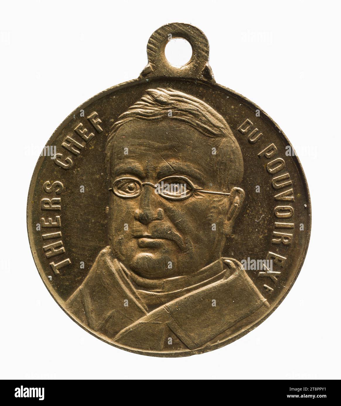 Adolphe Thiers, Head of the Executive (1797-1877) and Otto von Bismarck, Prussian and later German Chancellor (1815-1898), 1871, Anonymous, Medal Engraver, In 1871, 19th century, Numismatic, Medal, Brass, Sizes - Worked: Diameter: 2.4 cm, Weight (type size): 5.99 g Stock Photo