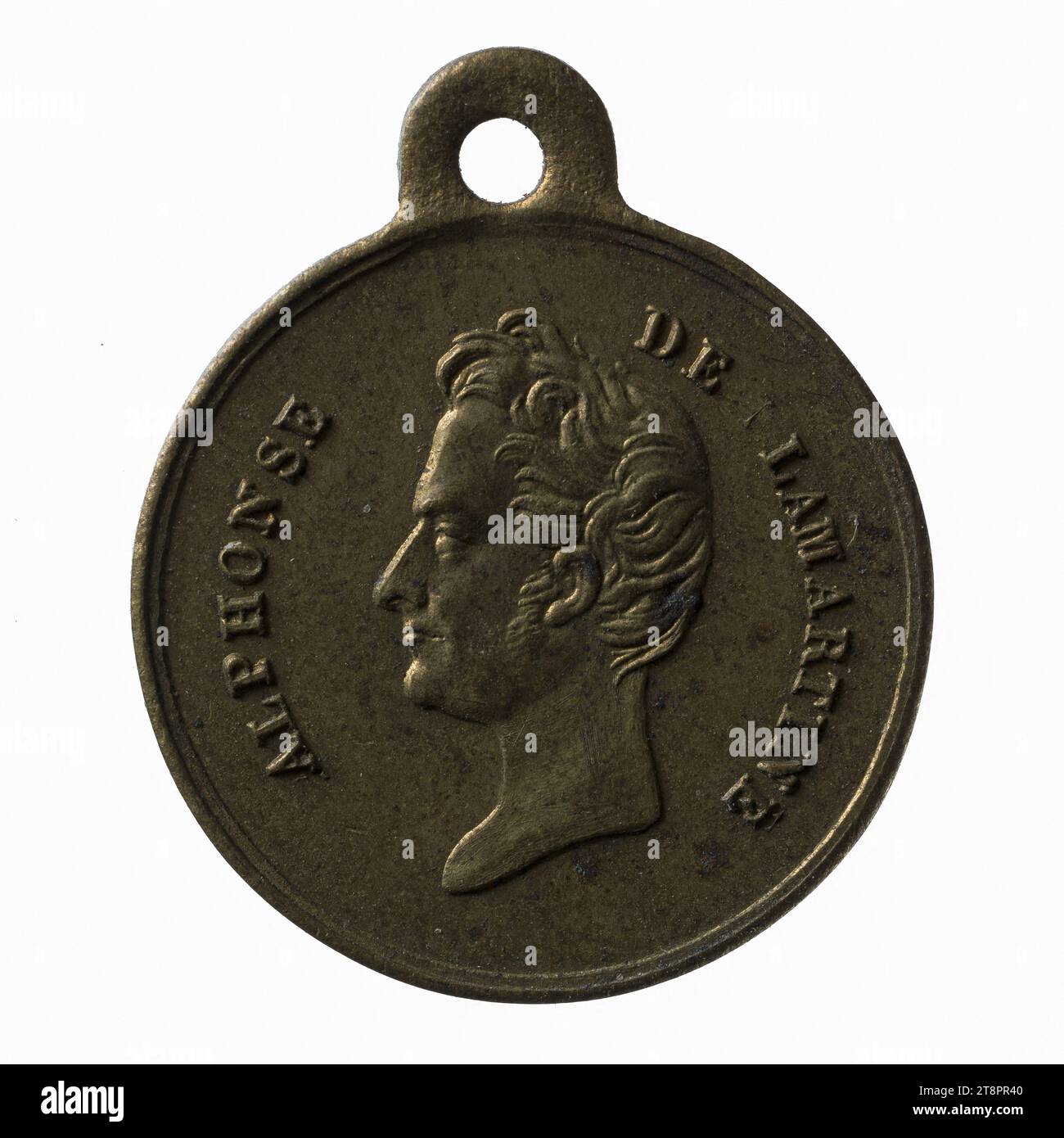 Alphonse de Lamartine (1790-1869), 1848, Anonymous, Between 1848, 19th century, Numismatic, Medal, Brass, Paris, Dimensions - Work: Diameter: 1.8 cm, Weight (type size): 1.95 g Stock Photo