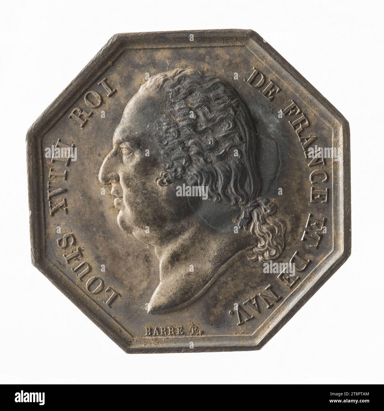 Average condition: discoloration of the varnish; blackening; dark spot on the bust, Barré, Albert-Désiré, Engraver in medals, Numismatics, Token (numismatics), Silver, Sizes - Work: Diameter: 3.4 cm, Weight (type size): 18.25 g Stock Photo