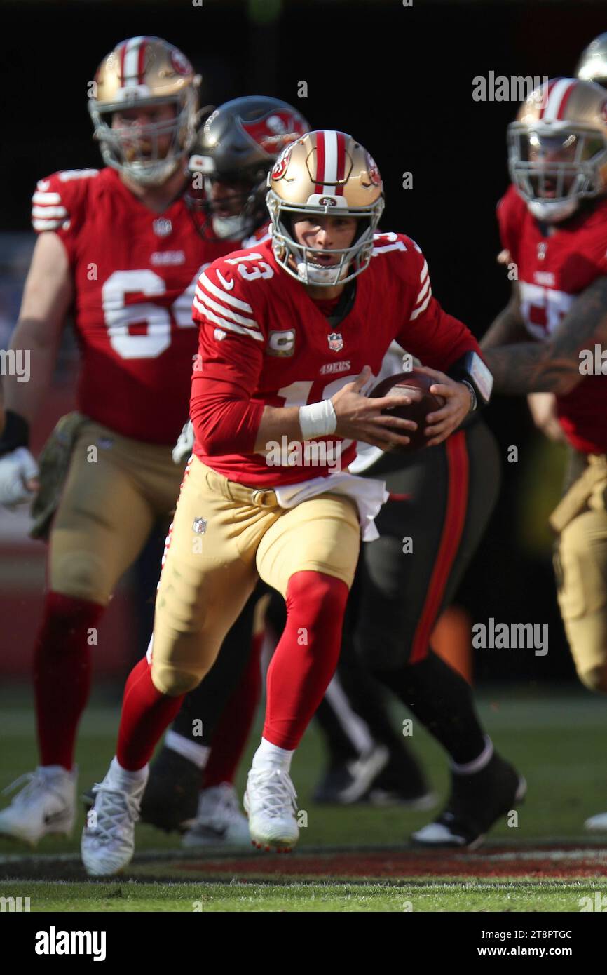 Brock Rutter San Francisco 49ers quarterback Brock Purdy (13) runs during an NFL ...