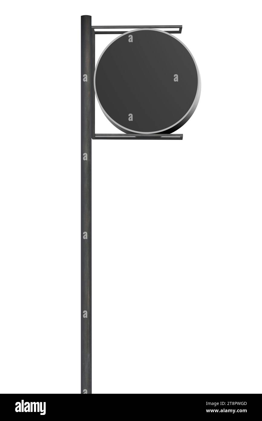 Empty round signboard for copy space isolated over white background ...