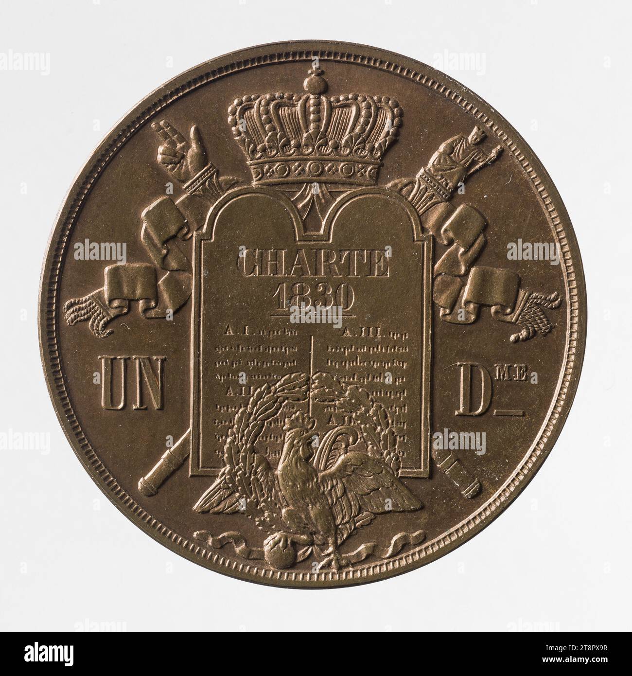 Test for the 1 decimal franc coin of Louis-Philippe, 1847, Barre, Jacques-Jean, Engraver in medals, Array, Numismatics, Mint, Dimensions - Work: Diameter: 2.7 cm, Weight (type dimension): 9.66 g Stock Photo