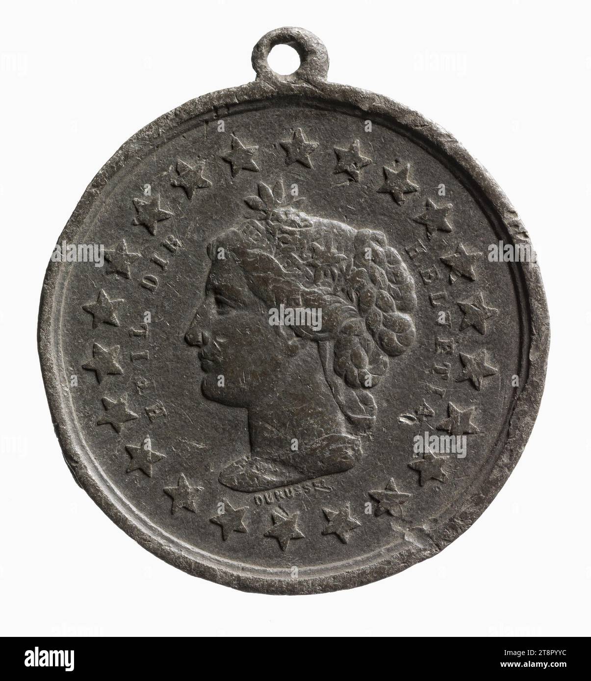 Federal Shooting Festival in Basel, 1879, Durussel, Edouard, Medal Engraver, Array, Numismatic, Medal, Pewter, Dimensions - Work: Diameter: 3.2 cm, Weight (type size): 10.12 g Stock Photo