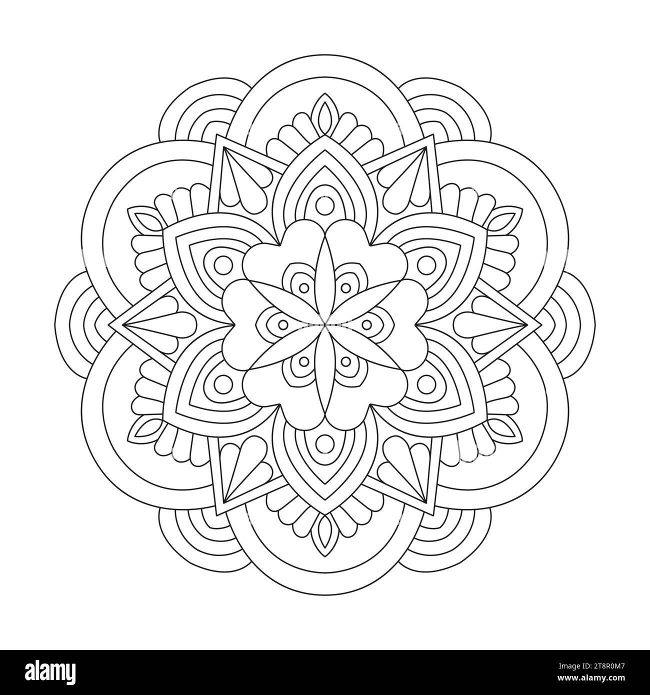 Graceful gestures mandalas colouring book page for KDP book interior. Peaceful Petals, Ability to Relax, Brain Experiences, Harmonious Haven, Peaceful Stock Vector