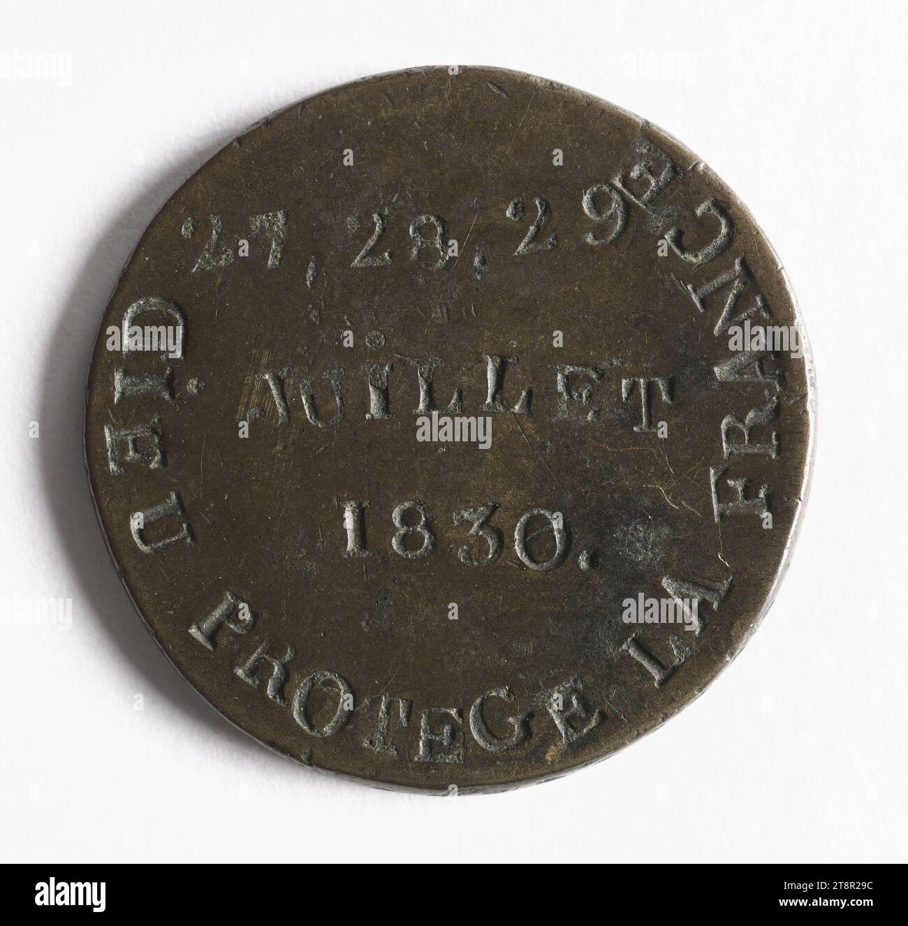 Revolution of July 27, 28 and 29, 1830, Array, Numismatic, Token, Bronze, Dimensions - Work: Diameter: 3.2 cm, Weight (type dimension): 17.75 g Stock Photo