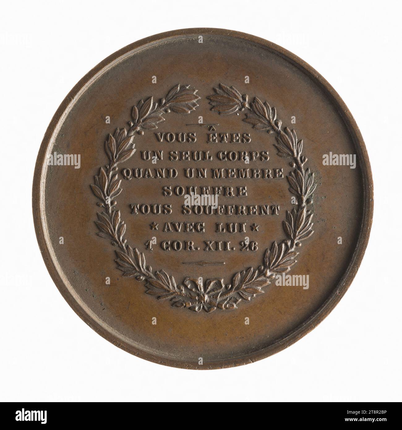 Celebration of the 50th anniversary of the Protestant Society of providence and mutual aid of Paris, 1825, In 1825, Numismatic, Token (numismatic), Copper, Dimensions - Worked: Diameter: 3.6 cm, Weight (type dimension): 19.95 g Stock Photo