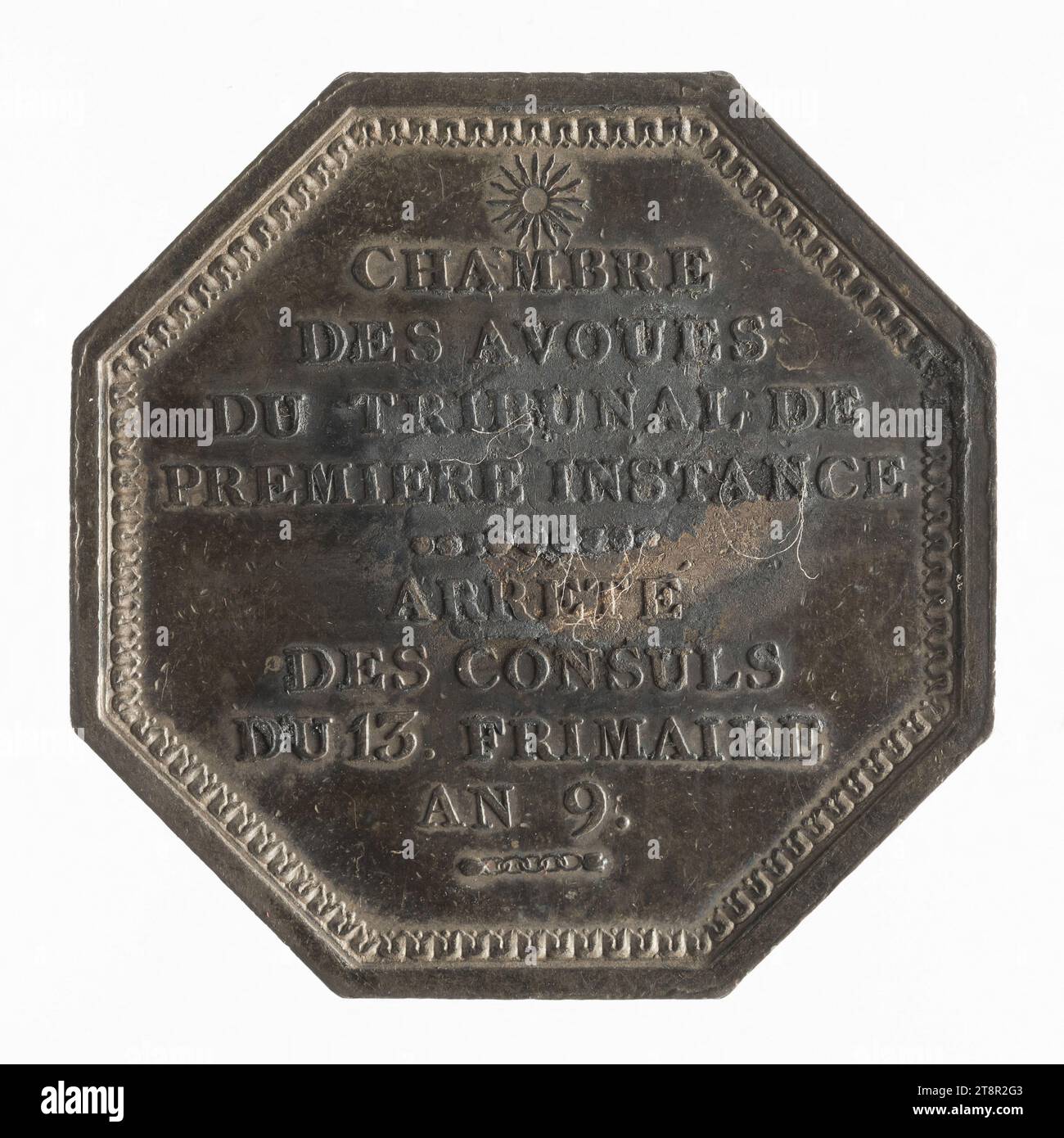Chambre des avoués du tribunal de premiere instance, 1802, In 1802, Numismatic, Token (numismatic), Silver, Dimensions - Work: Diameter: 3.3 cm, Weight (type dimension): 13.68 g Stock Photo