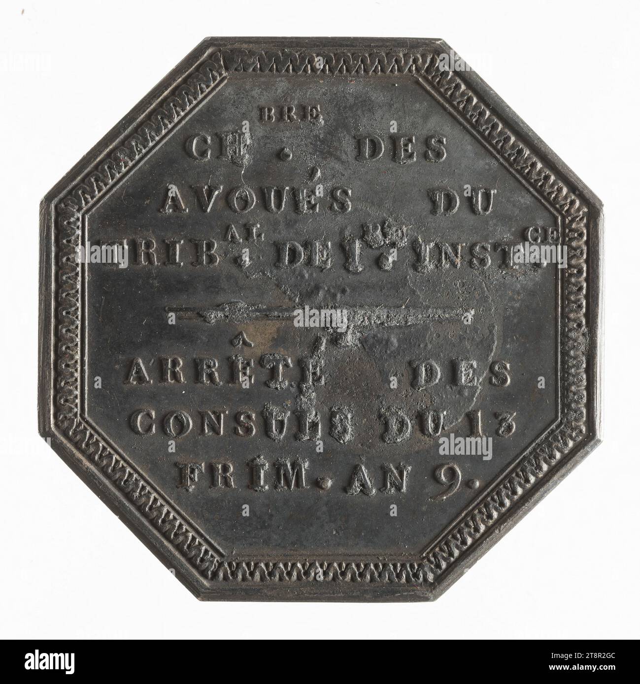 Chambre des avoués du tribunal de premiere instance, 1801, In 1801, Numismatic, Token (numismatic), Metal, Dimensions - Work: Diameter: 3.2 cm, Weight (type dimension): 14.75 g Stock Photo