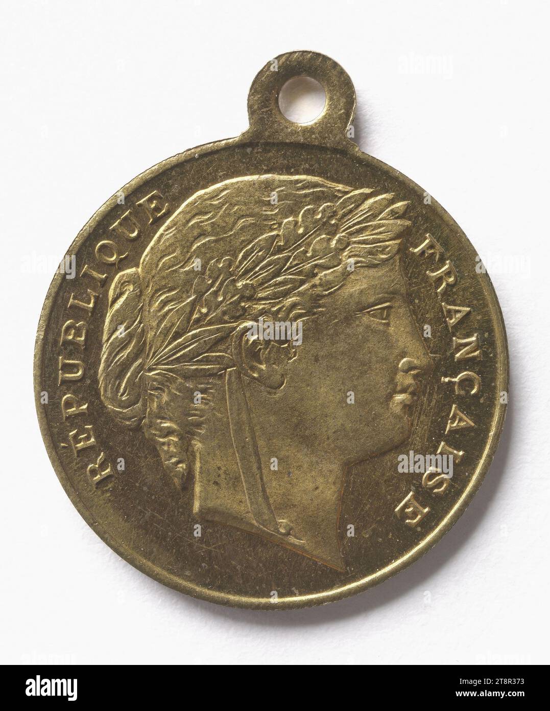 Musical contest during the inauguration of the railway of Isigny, July 3, 1881, Array, Numismatic, Medal, Copper, Gilt = gilding, Dimensions - Work: Diameter: 2.3 cm, Weight (type size): 3.76 g Stock Photo