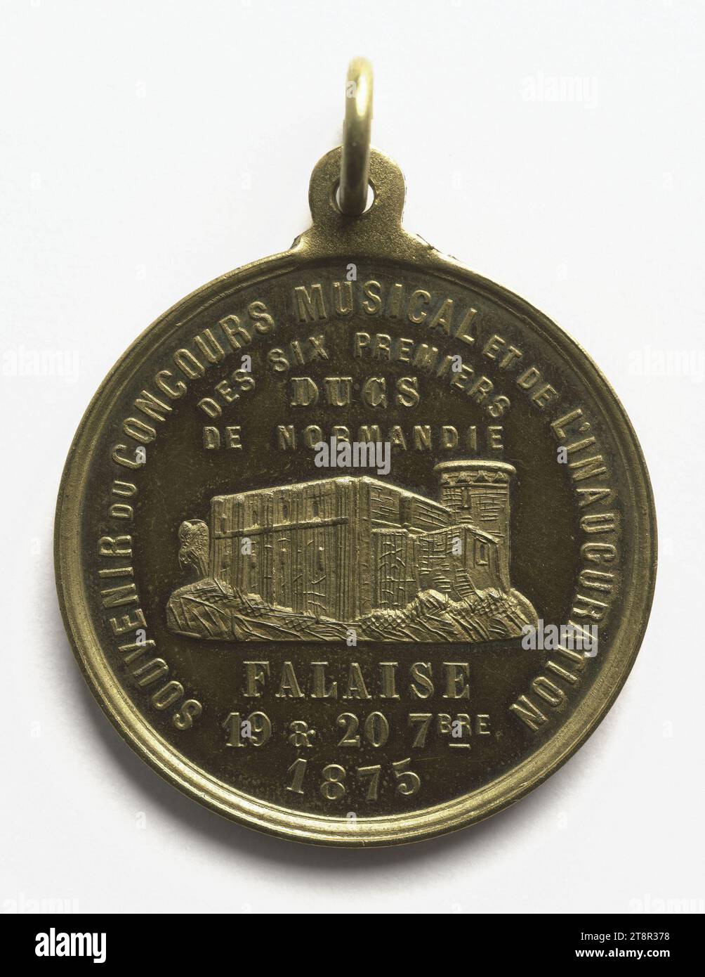 Musical contest and inauguration of the six statues of the dukes of Normandy in Falaise, September 19 and 20, 1875, In 1875, Numismatic, Medal, Copper, Dimensions - Work: Diameter: 3.5 cm, Weight (type size): 14.41 g Stock Photo