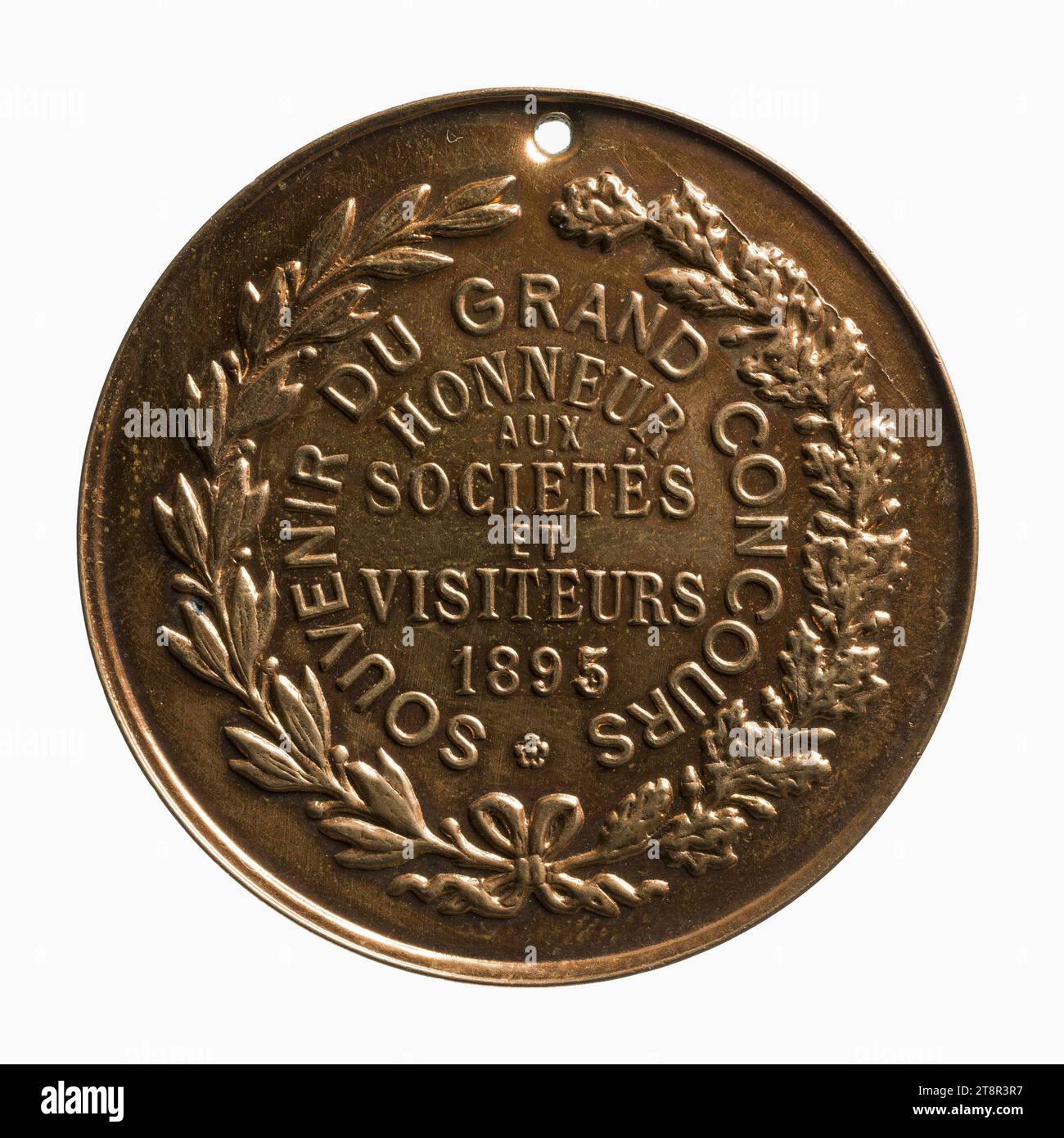 Souvenir of the great contest, 1895, Array, Numismatic, Medal, Copper, Repoussé, Cardboard, Dimensions - Works: Diameter: 3.7 cm, Weight (type size): 5.65 g Stock Photo