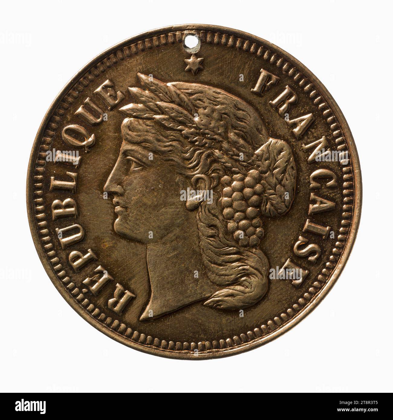 Souvenir of the great contest, 1895, Array, Numismatic, Medal, Copper, Repoussé, Cardboard, Dimensions - Work: Diameter: 3.7 cm, Weight (type dimension): 5.65 g Stock Photo