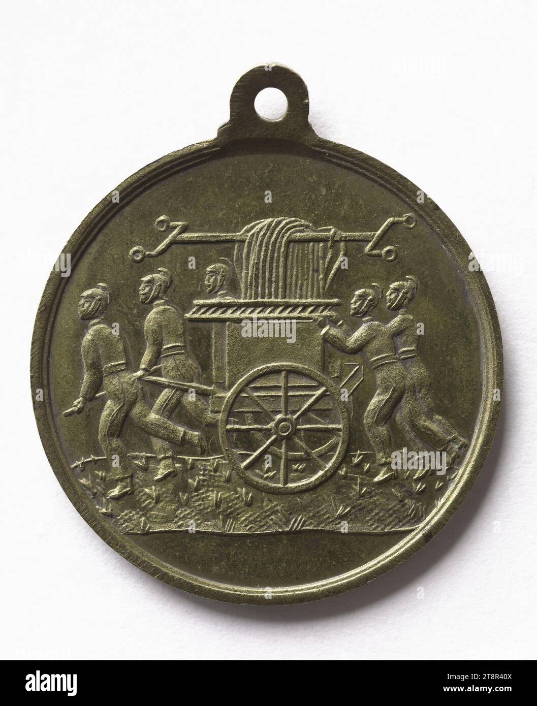 Souvenir of the great contest of maneuvers of fire pumps in Asnieres, August 11, 1878, Array, Numismatic, Medal, Copper, Silver plated = silver plating, Dimensions - Work: Diameter: 3.3 cm, Weight (type dimension): 8.46 g Stock Photo