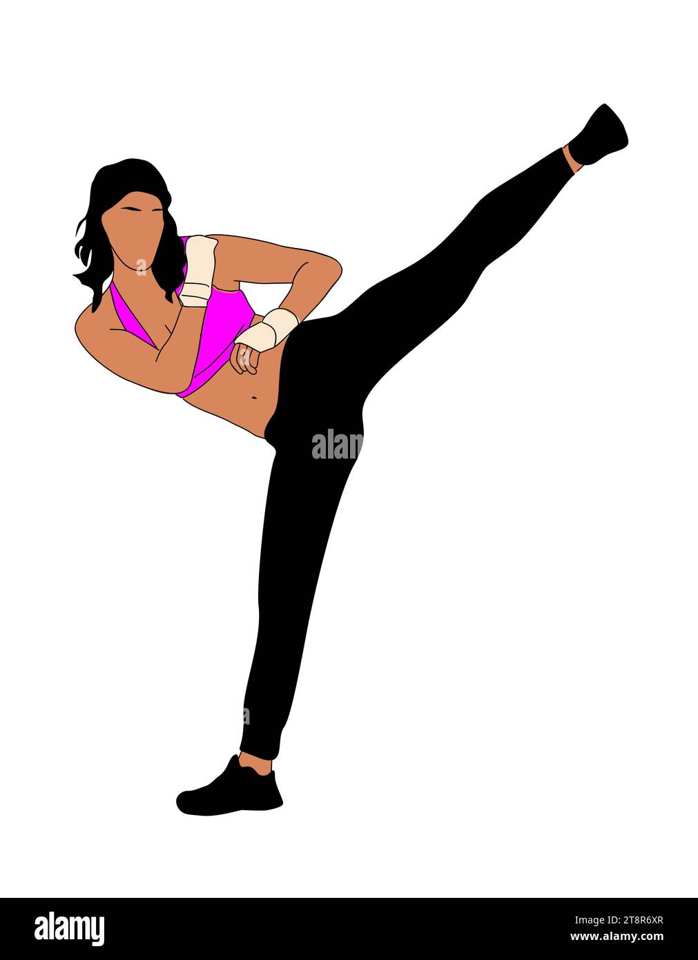 Martial art training girl character vector drawing Stock Vector Image