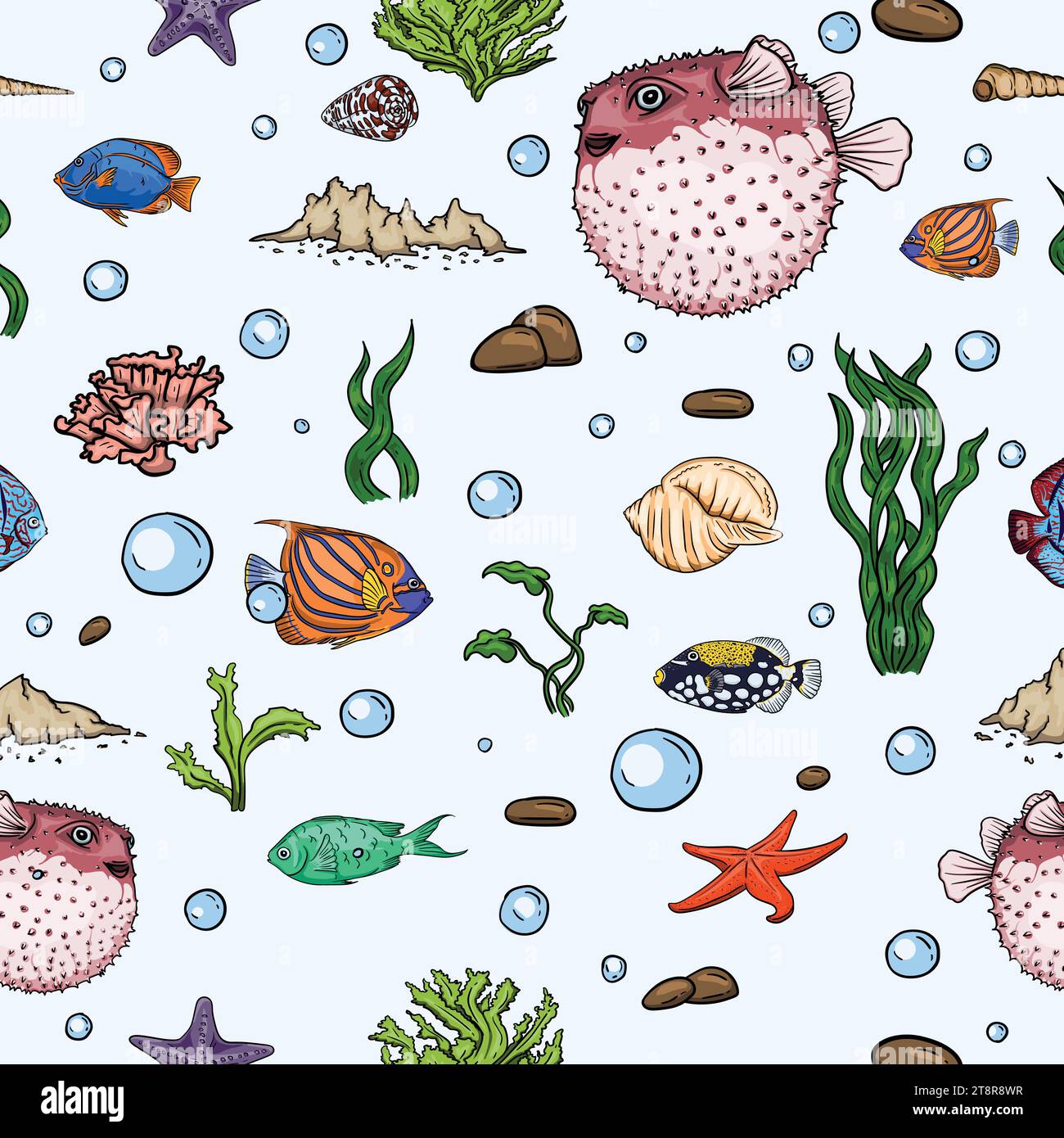 Free Vector  Cute bright fish game cartoon character set vector  illustration of underwater sea or aquarium creatures marine and ocean  tropical animals with smiling faces aquatic saltwater colorful critters