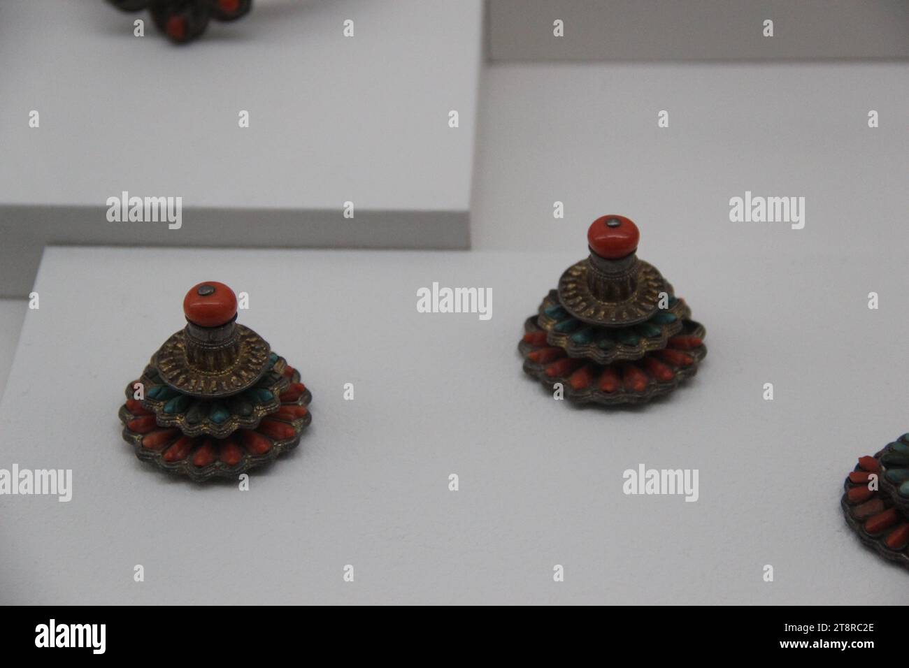 Tibetan Gem Ornaments, Qing Nomads Exhibit, Palace Museum, Taipei, Taiwan Stock Photo