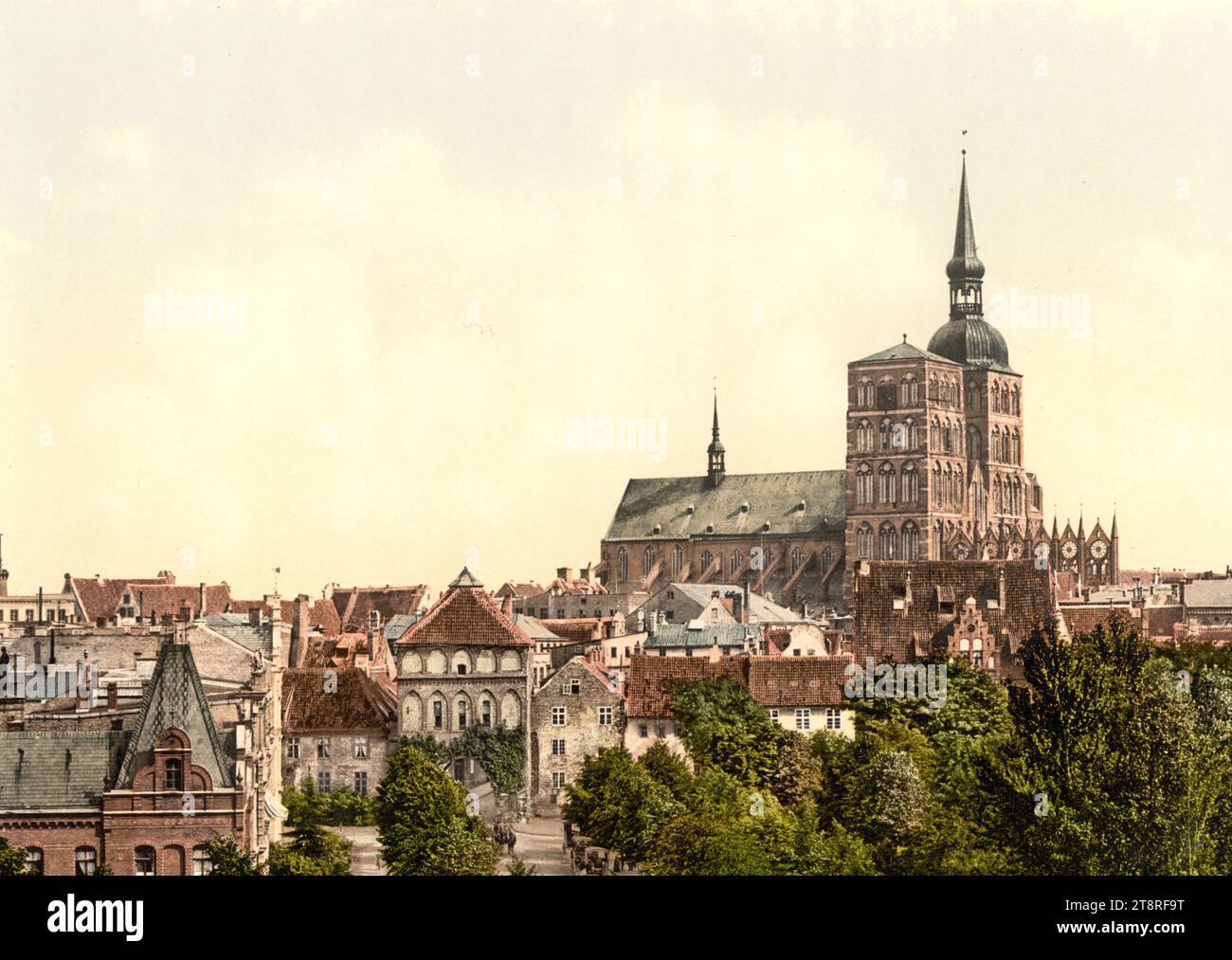 Stralsund in Mecklenburg-Vorpommern, Deutschland, Historisch, Photochromdruck aus den 1890er-Jahren  /  Stralsund in Mecklenburg-Vorpommern, Germany, Historical, Photochrome print from the 1890s Stock Photo