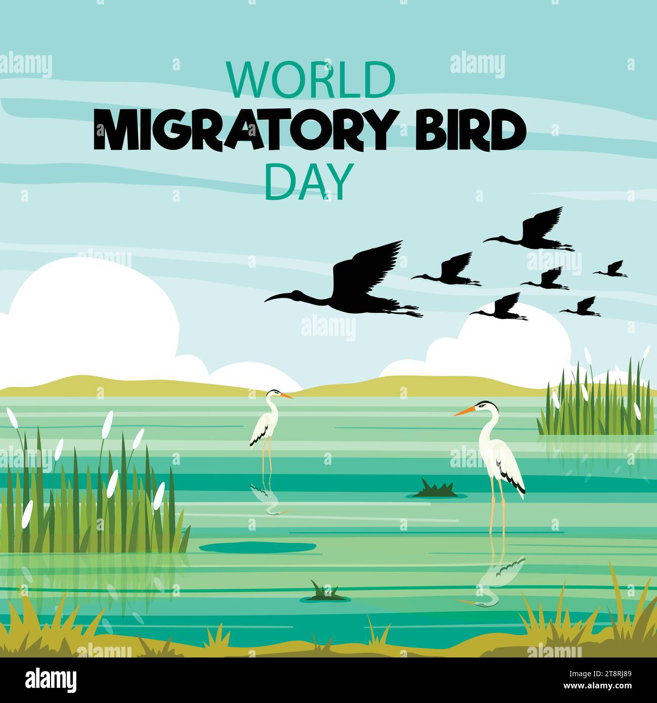 Autumn migration of wild geese Stock Vector