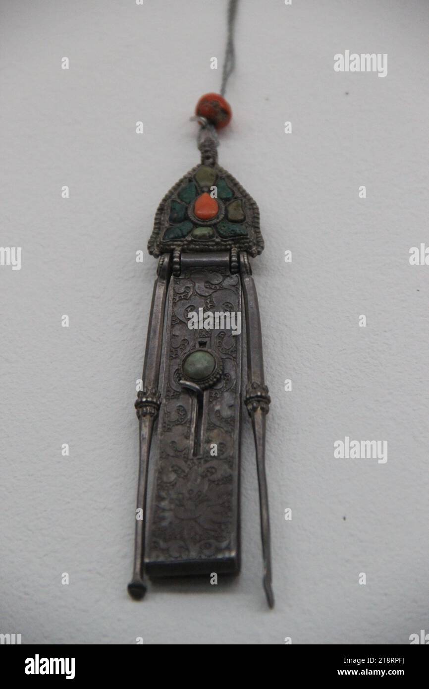 Tibetan Gem Ornament, Qing Nomads Exhibit, Palace Museum, Taipei, Taiwan Stock Photo