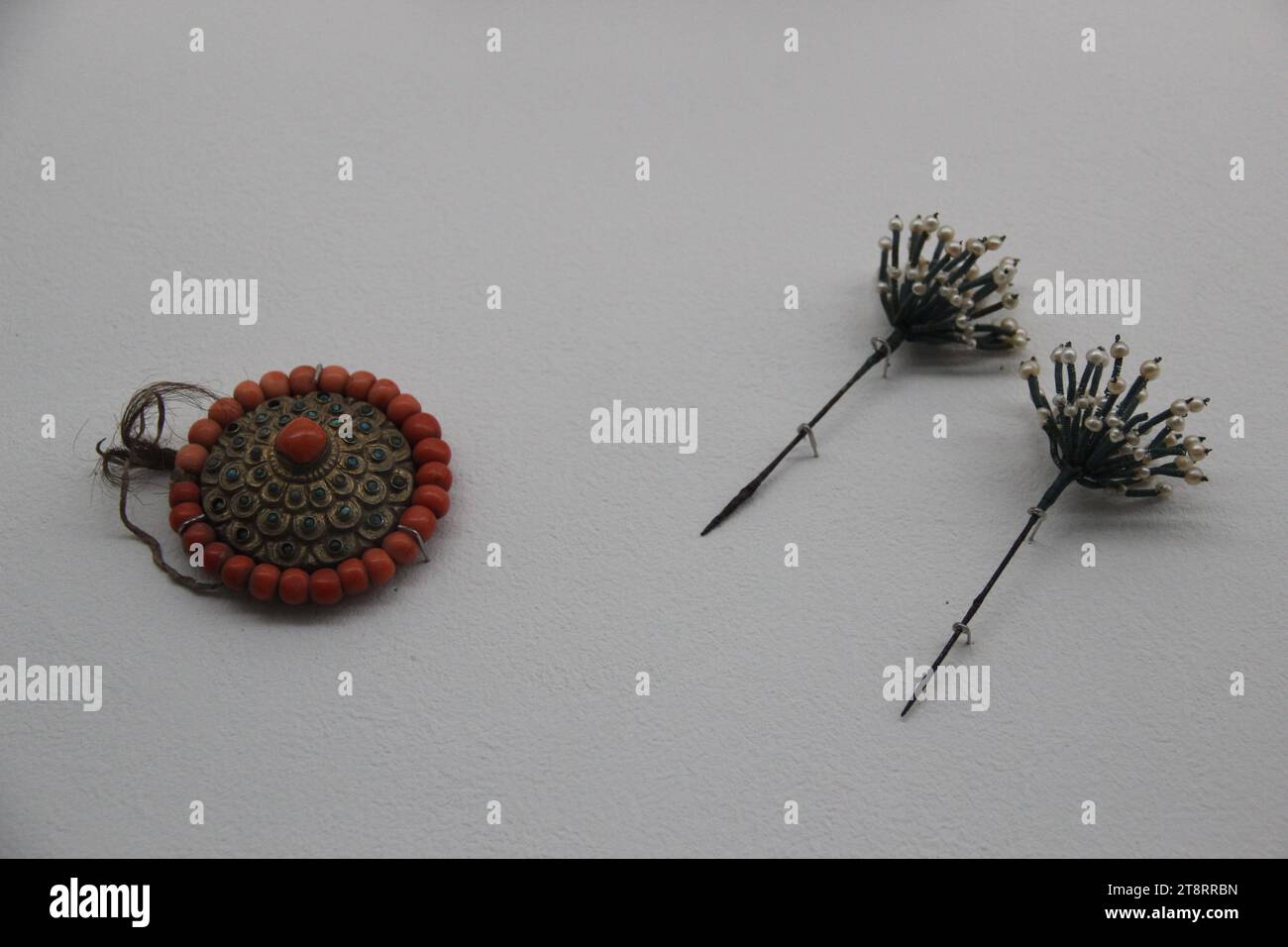 Tibetan Gem Ornaments, Qing Nomads Exhibit, Palace Museum, Taipei, Taiwan Stock Photo