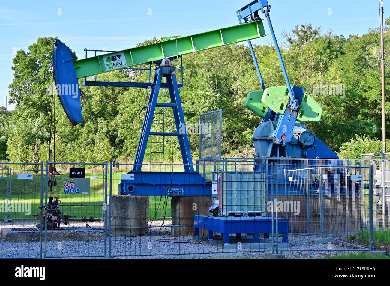 Oil and gas production in Prottes in the Weinviertel, Lower Austria Stock Photo