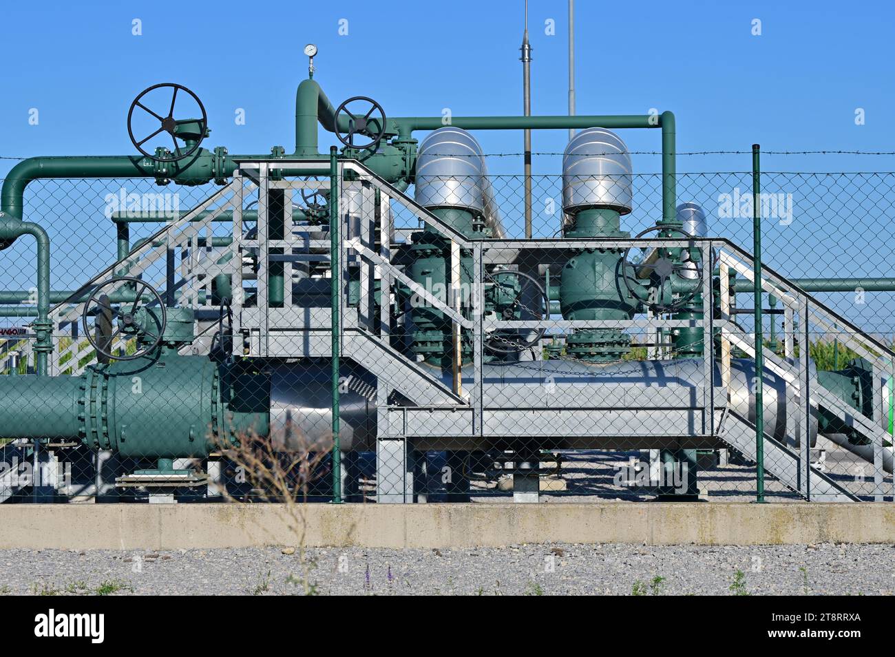 Oil and gas production in Prottes in the Weinviertel, Lower Austria Stock Photo