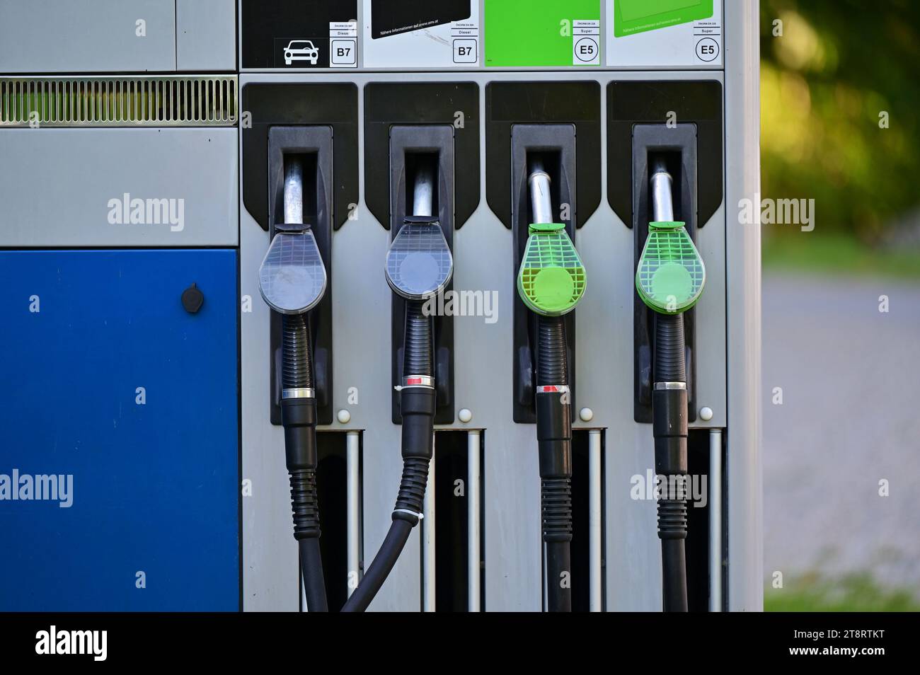 OMV petrol pump on the natural gas and oil nature trail in Prottes, Lower Austria Stock Photo