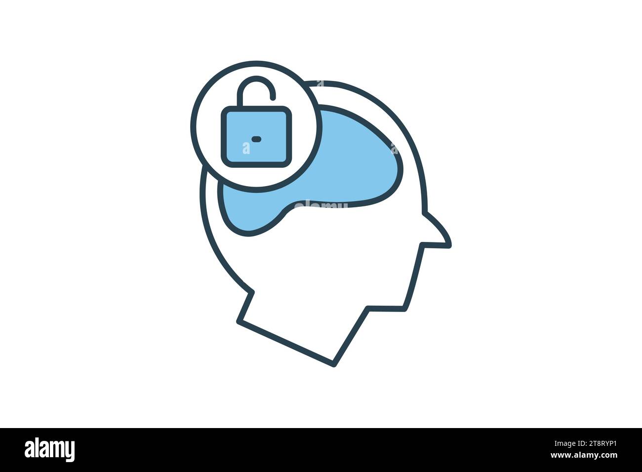 open minded icon. head with open padlock. icon related to core values ...
