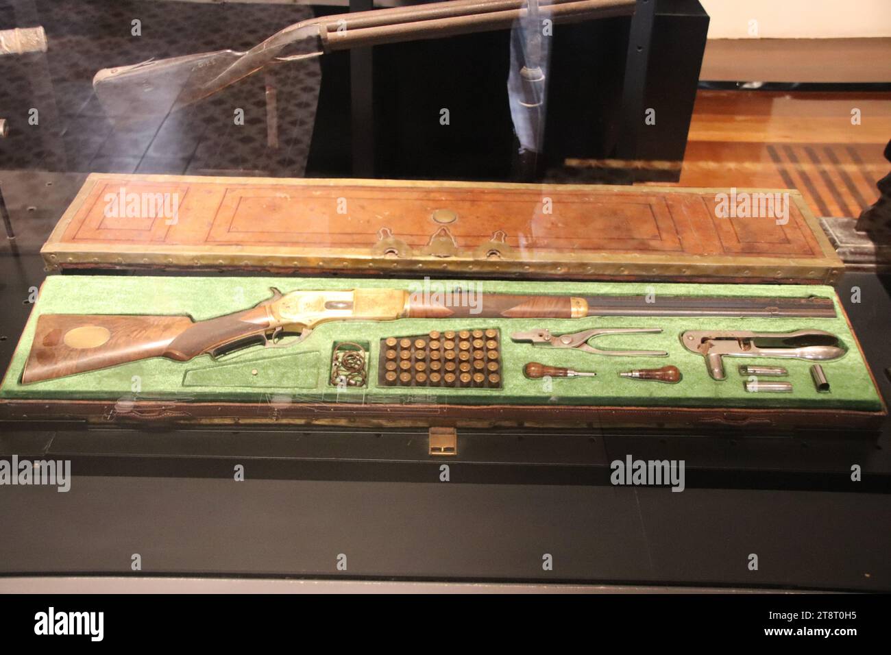 Winchester Repeating Rifle in Presentation Case, Arms and Armour Gallery, National Museum of Thailand, Bangkok Stock Photo