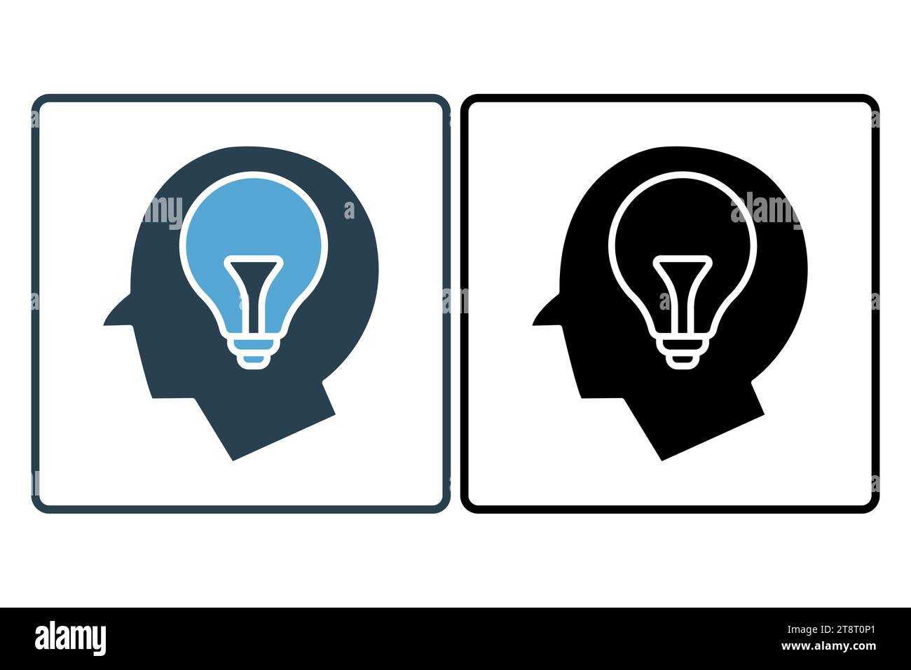creativity icon. head with light bulb. icon related to core values, idea, business. solid icon style. simple vector design editable Stock Vector