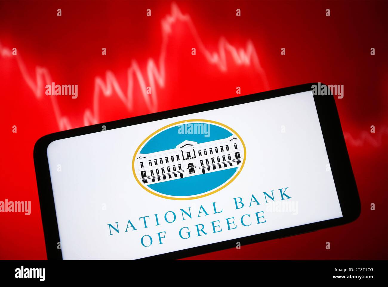 Ukraine. 21st Nov, 2023. In this photo illustration, National Bank of Greece (NBG) logo is seen on a smartphone screen. (Photo by Pavlo Gonchar/SOPA Images/Sipa USA) *** Strictly for editorial news purposes only *** Credit: Sipa USA/Alamy Live News Stock Photo