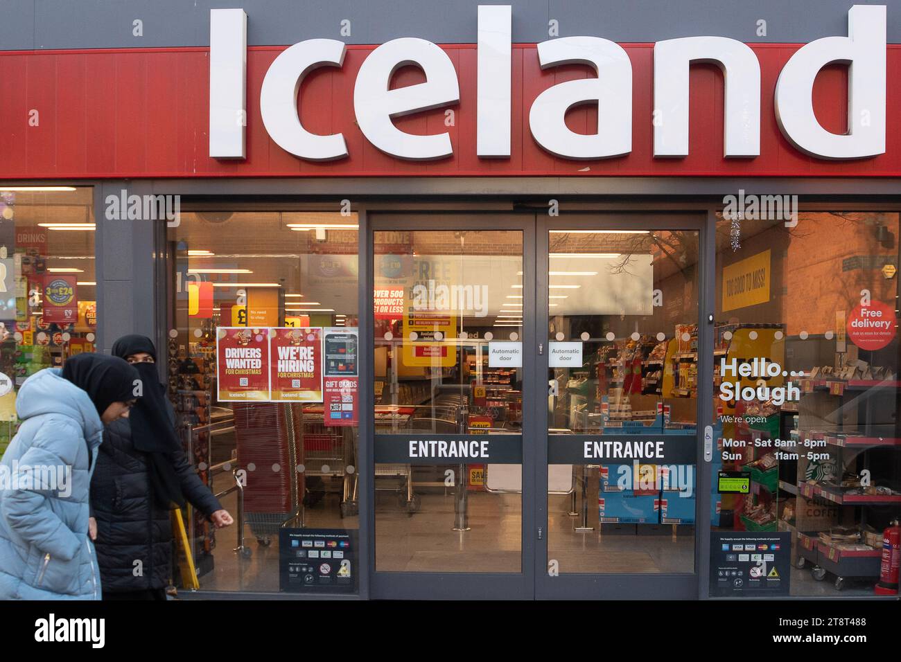 Slough, UK. 20th November, 2023. An Iceland store in Slough High Street