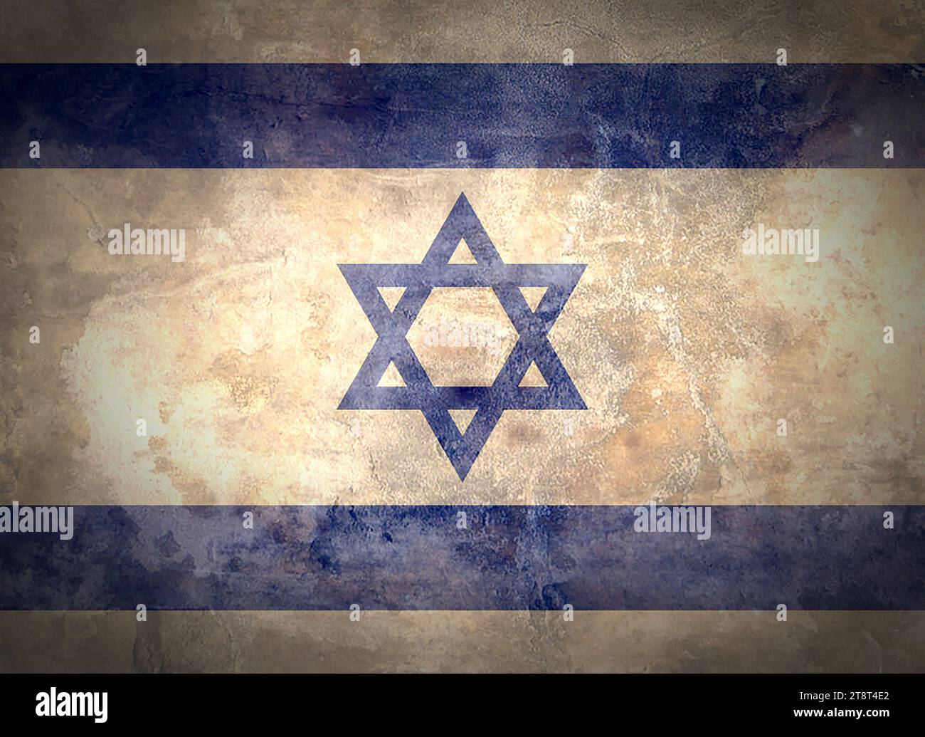 Weathered background of flag of Israel with the star of David Stock