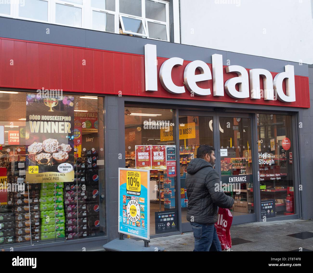 Slough, UK. 20th November, 2023. An Iceland store in Slough High Street