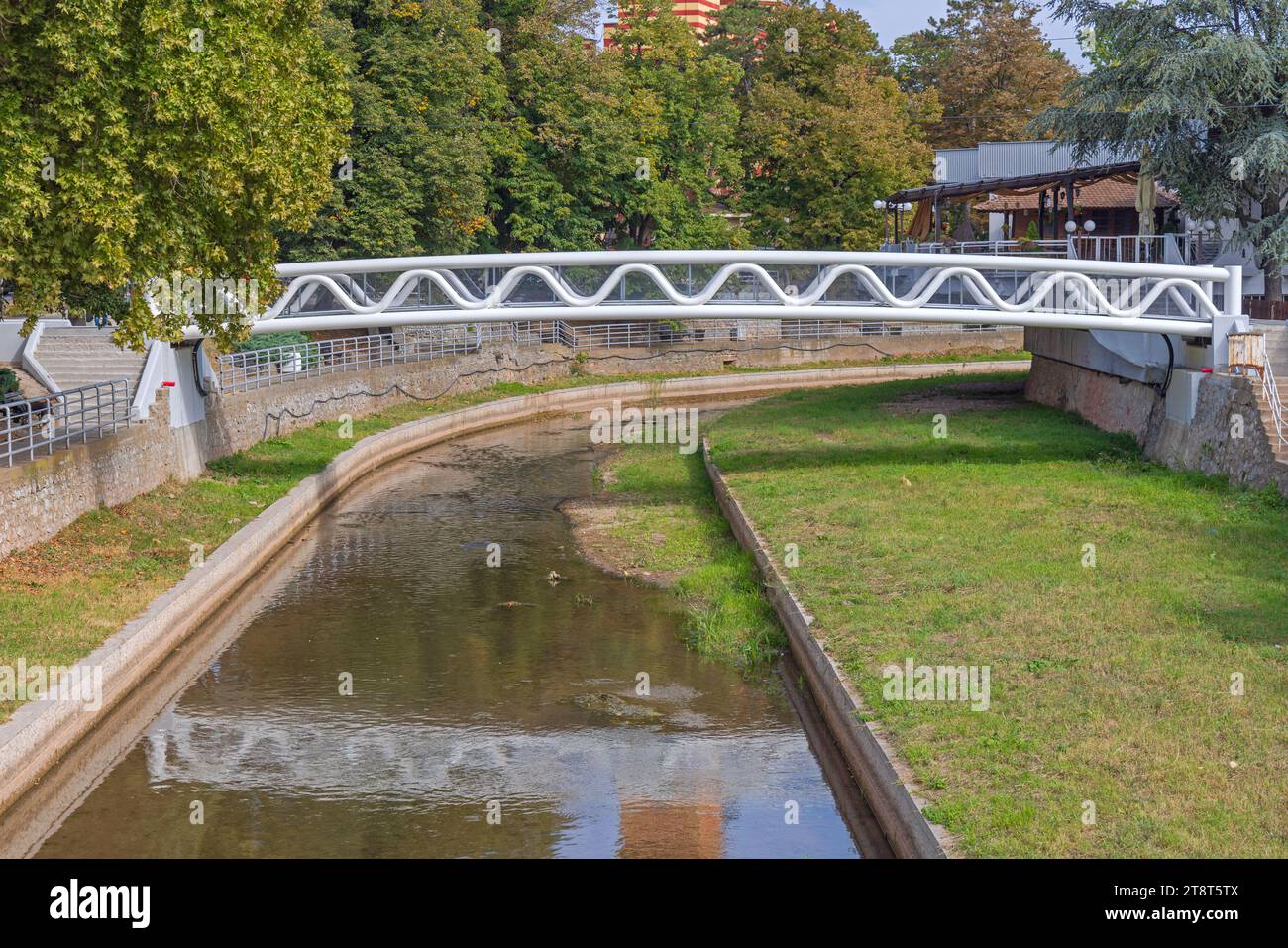 Paracin Pedestrian Bridge Over River Crnica in Town Park at Autumn Day Paracin Serbia Stock Photo - Alamy